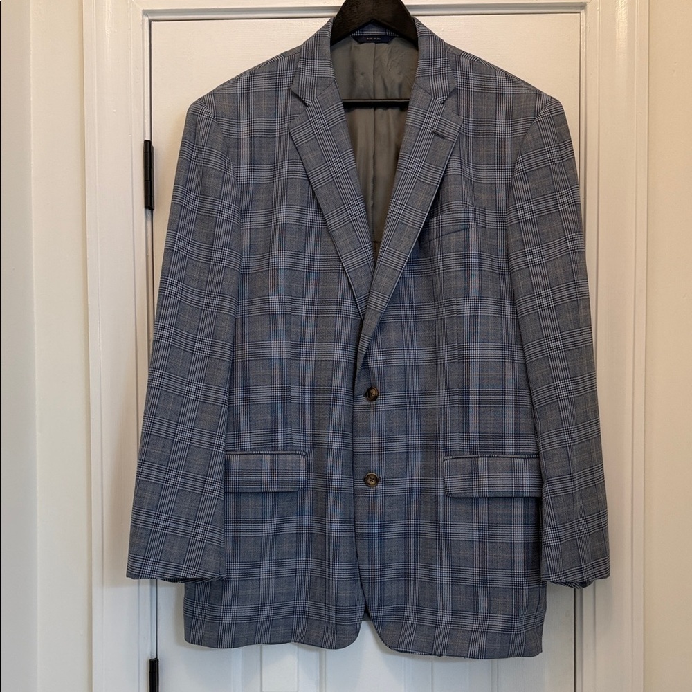 BROOKS BROTHERS 1818 Madison Saxxon Blue Plaid Wool Sport Coat